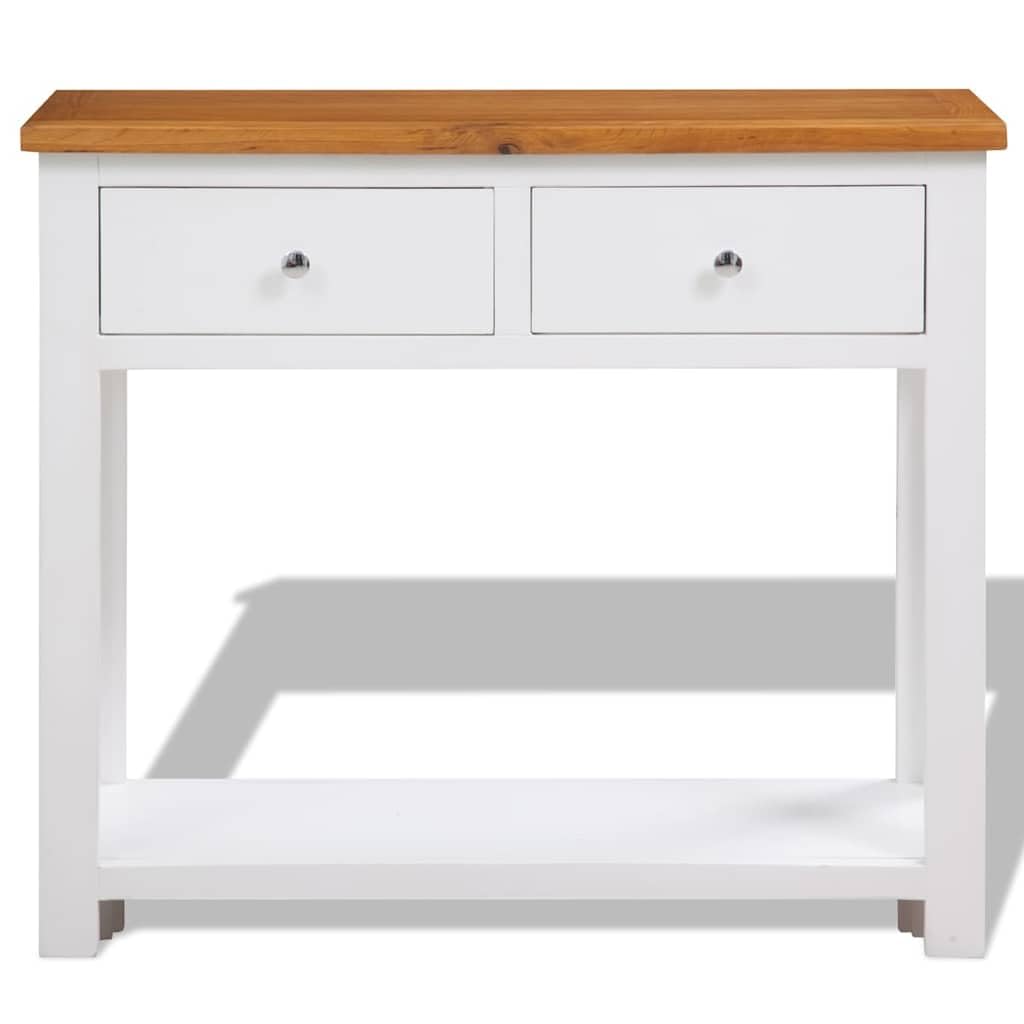 Rustic Oak Acacia Wood Console Table 2 Drawers G3311