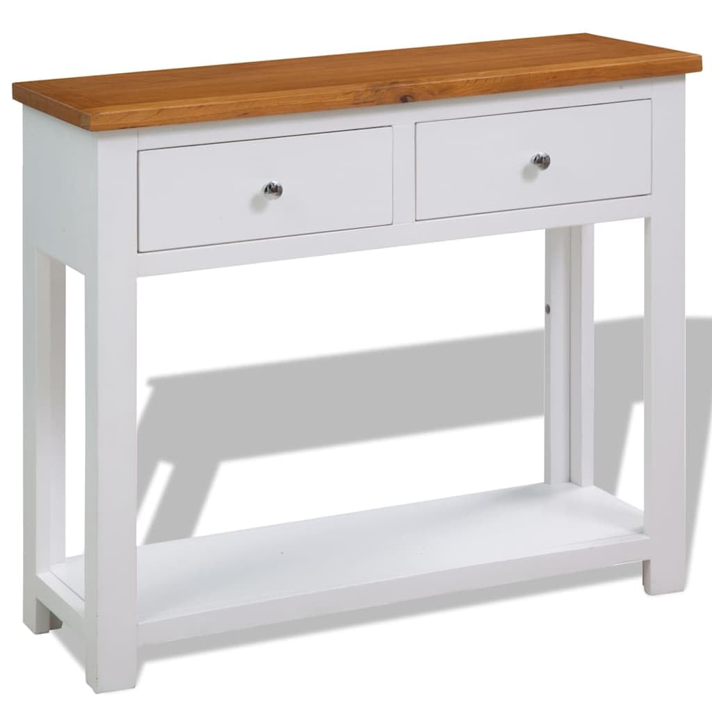 Rustic Oak Acacia Wood Console Table 2 Drawers G3311