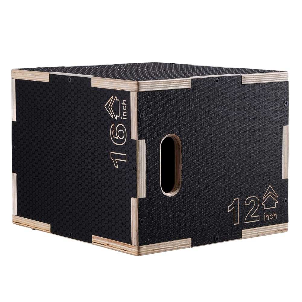 Wooden Plyometric Jump Box 16/14/12-Inch Anti-Slip J23942