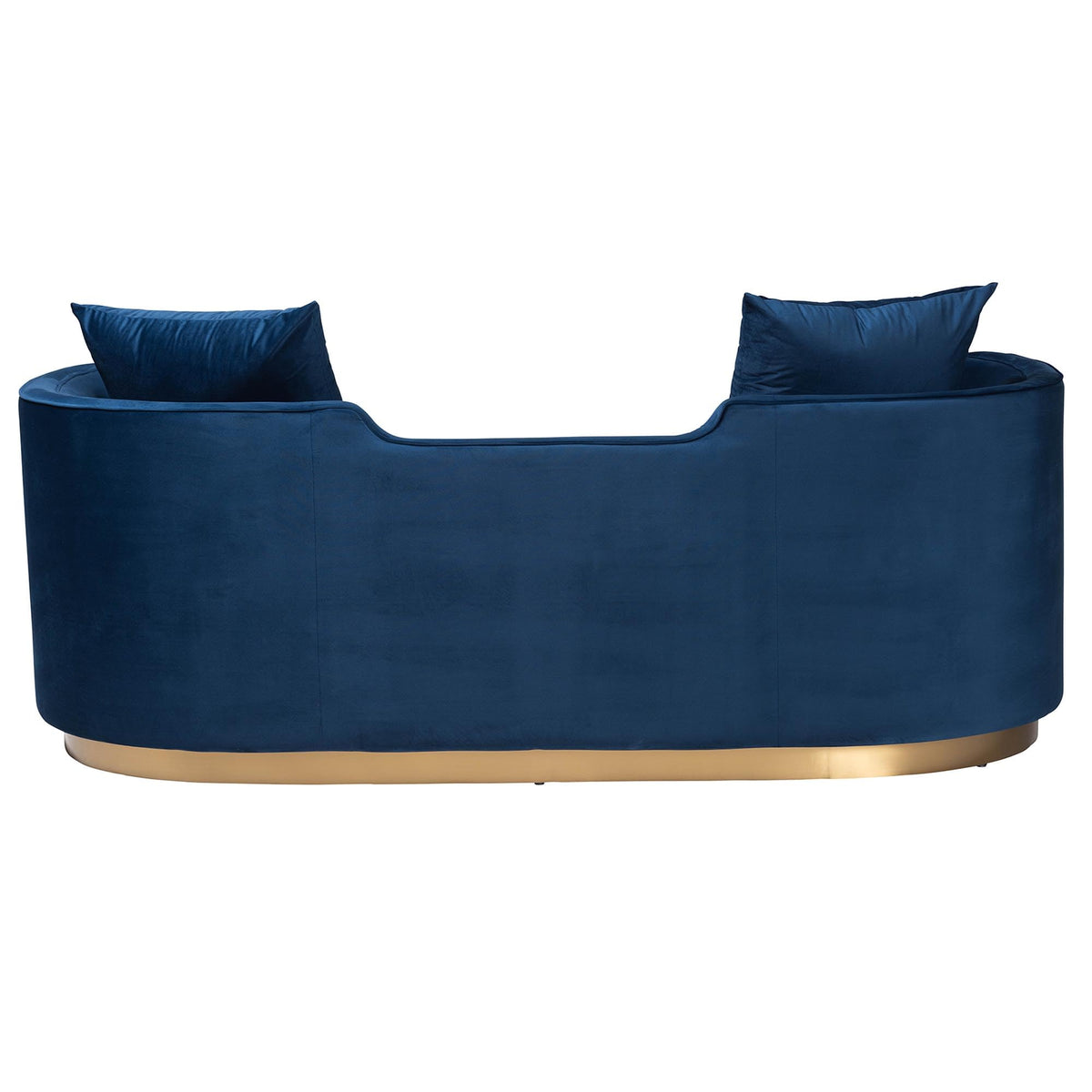 Navy Blue Velvet and Brushed Gold Metal Sofa A151