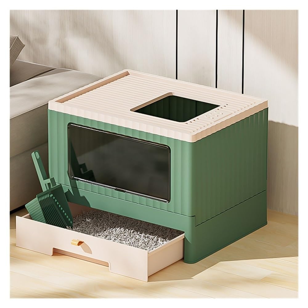 Foldable Enclosed Cat Litter Box with Lid & Scoop F3764