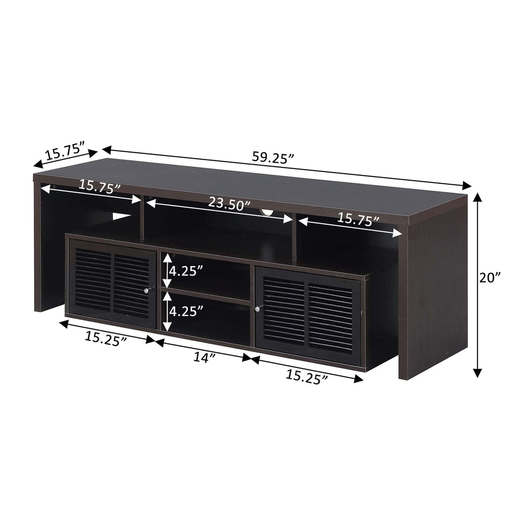 65 inch Espresso TV Stand with Storage Cabinets and Shelves J4790