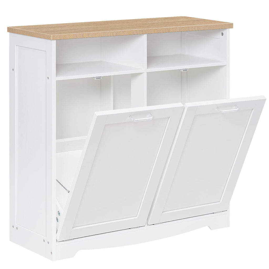 White Double Tilt Out Trash Can Cabinet T897