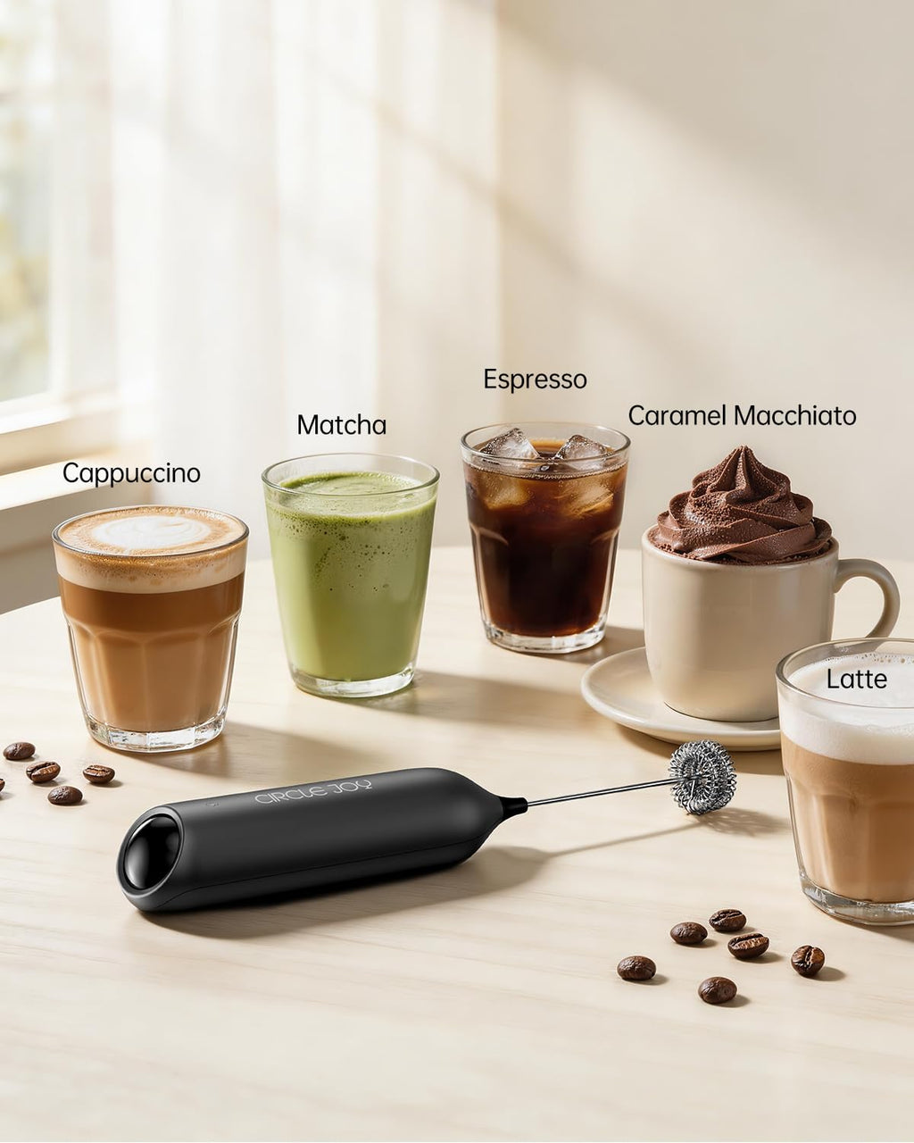 Rechargeable Handheld Milk Frother with Stand A66072