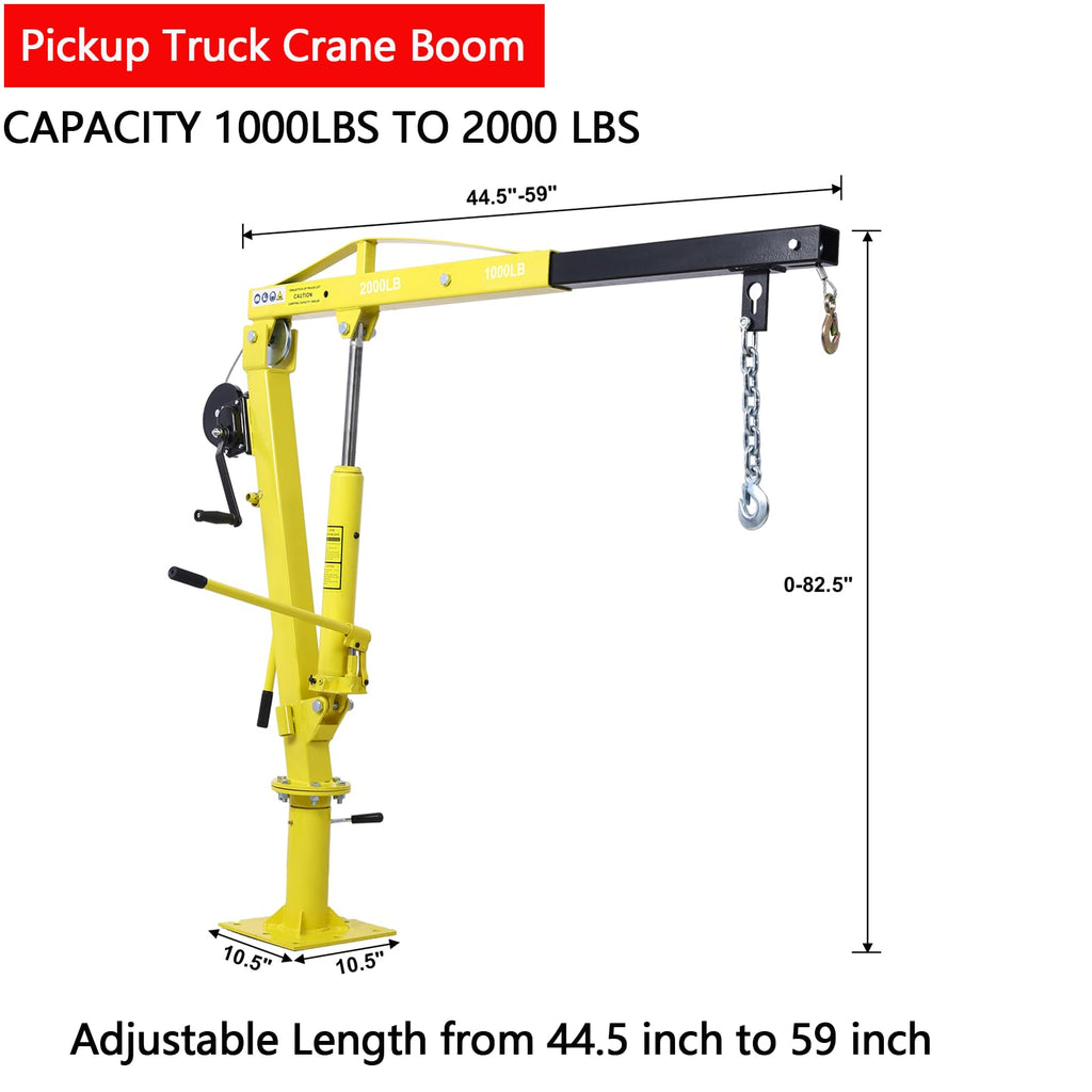 2000 lb Hydraulic Pickup Truck Crane with Hand Winch Q968
