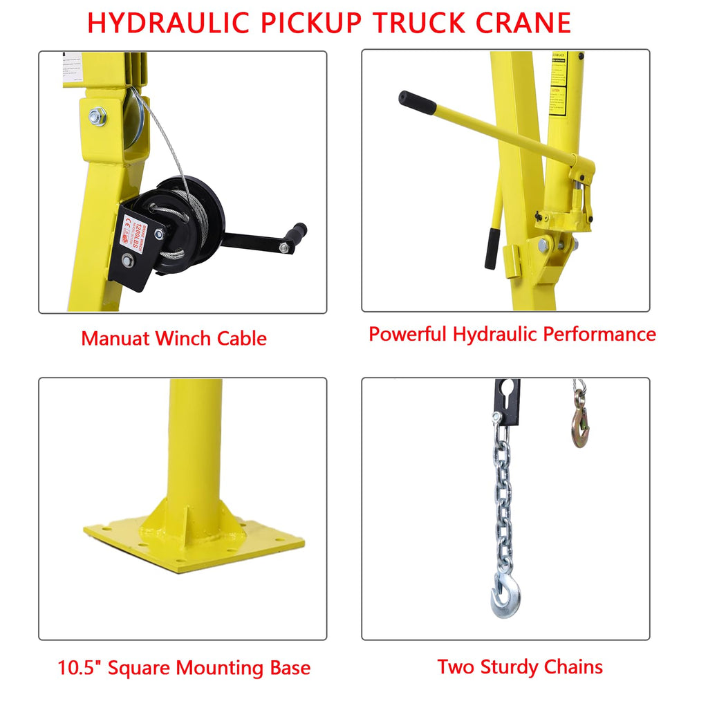 2000 lb Hydraulic Pickup Truck Crane with Hand Winch Q968