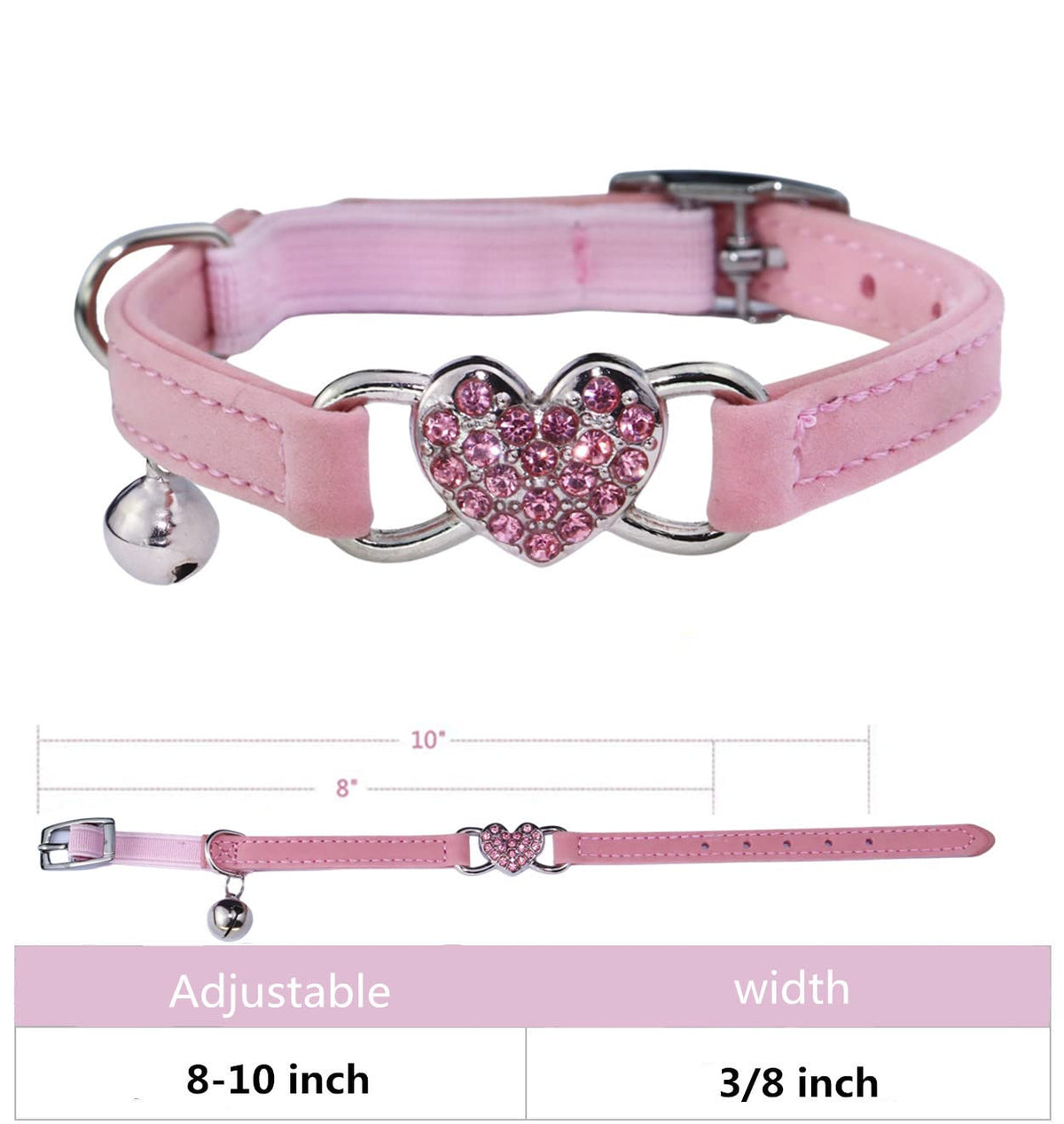 Pink Cat Collar with Safety Belt and Bell E870
