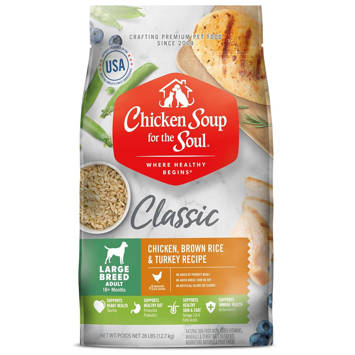 Large Breed Adult Dry Dog Food Chicken Brown Rice Turkey 28lb W1260