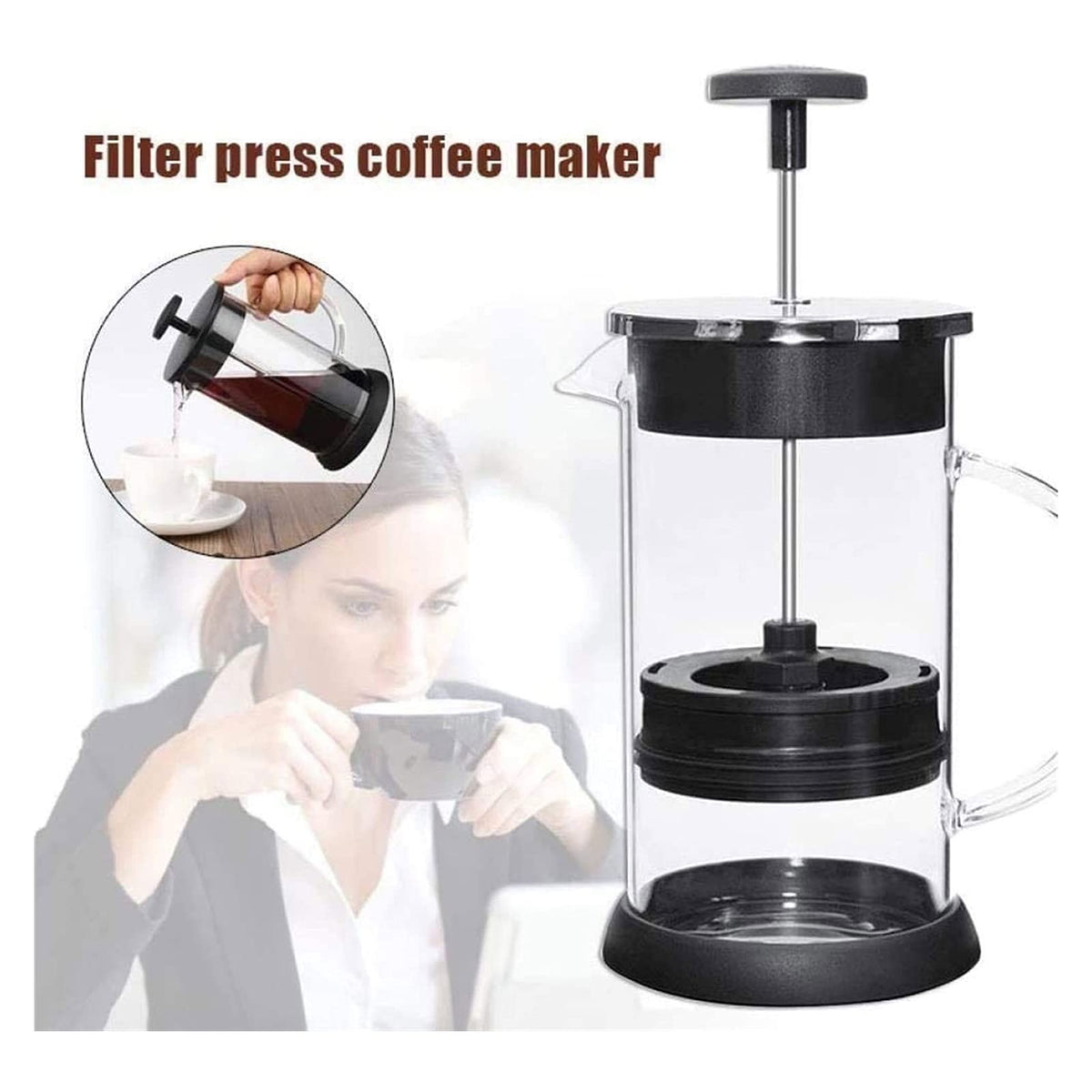 34 Oz Stainless Steel French Coffee Press with Triple Filters Z779014