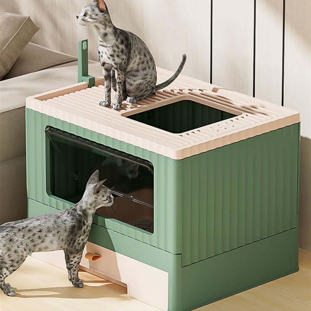 Foldable Enclosed Cat Litter Box with Lid & Scoop F3764