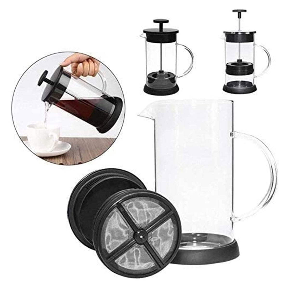 34 Oz Stainless Steel French Coffee Press with Triple Filters Z779014