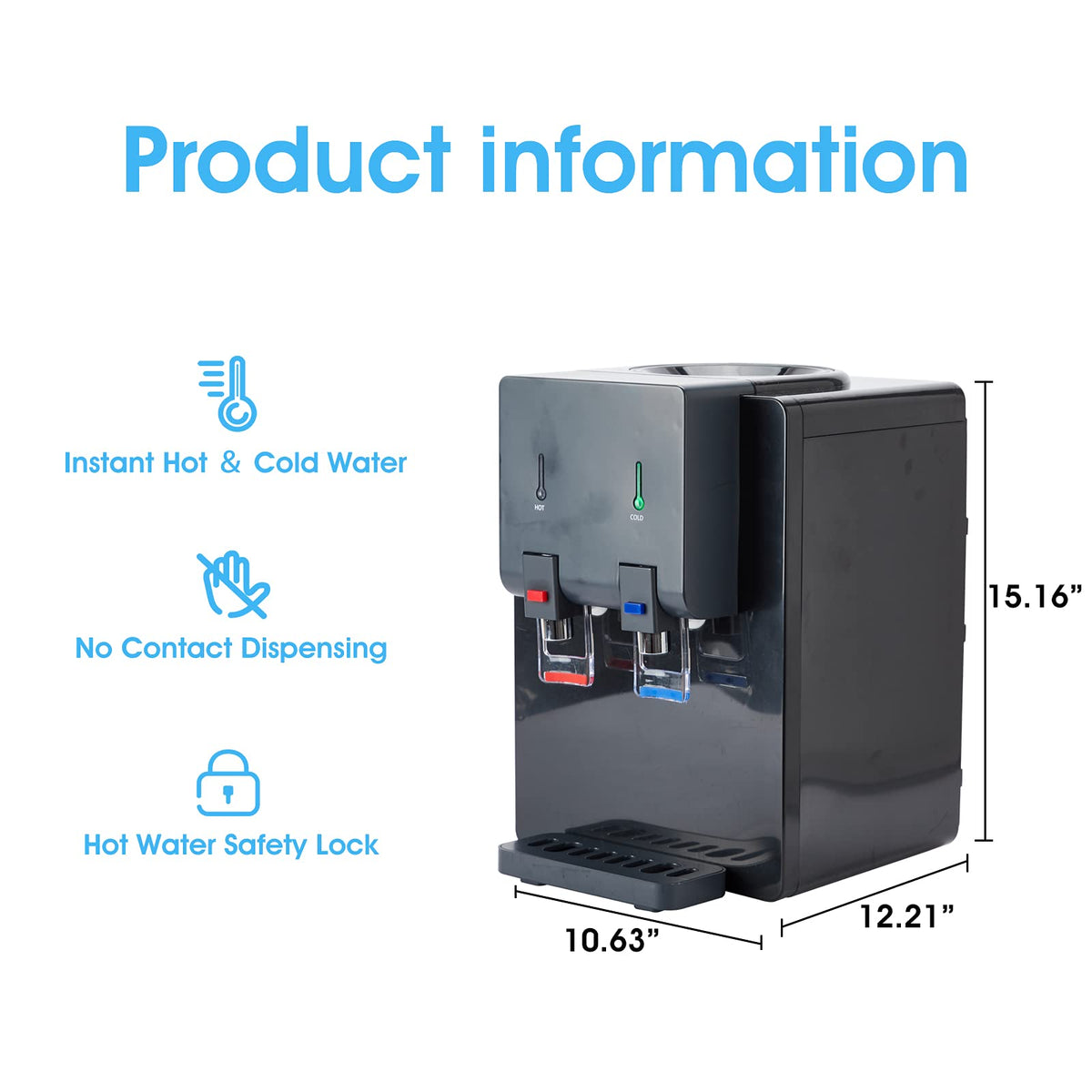 Top Loading Hot and Cold Water Cooler Dispenser, Black R83047