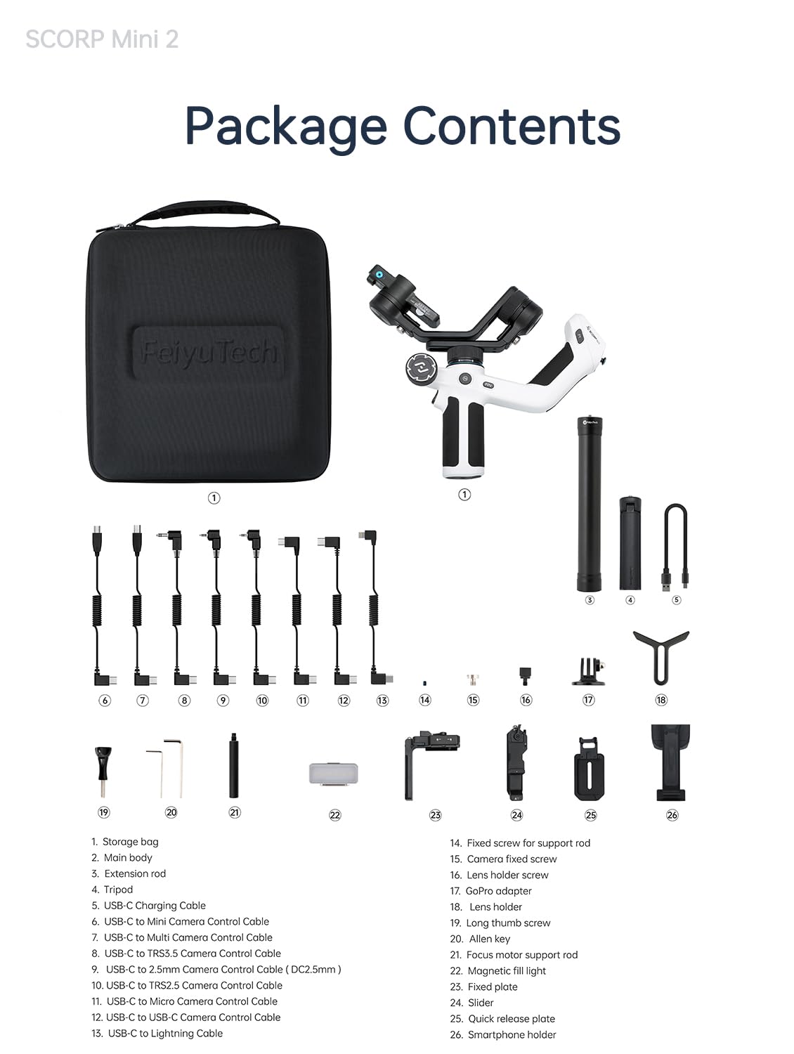 White 3-Axis Camera Stabilizer Gimbal R188