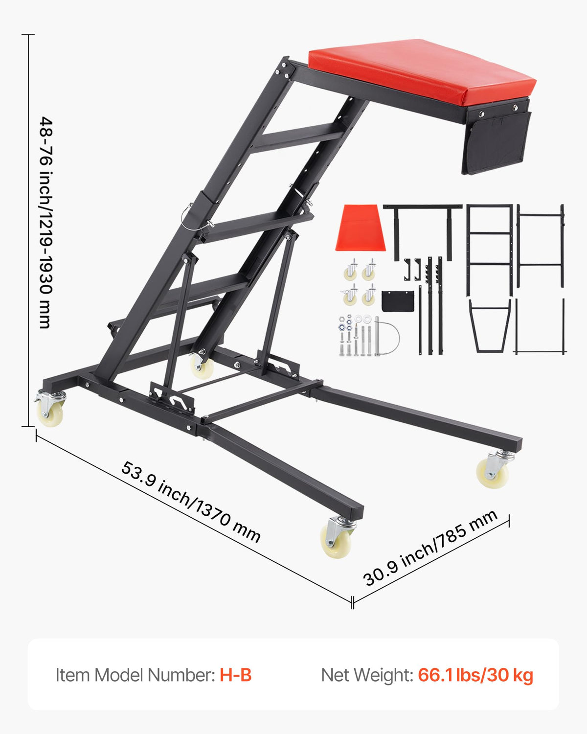 Padded Automotive Creeper with 4 Swivel Wheels B19570
