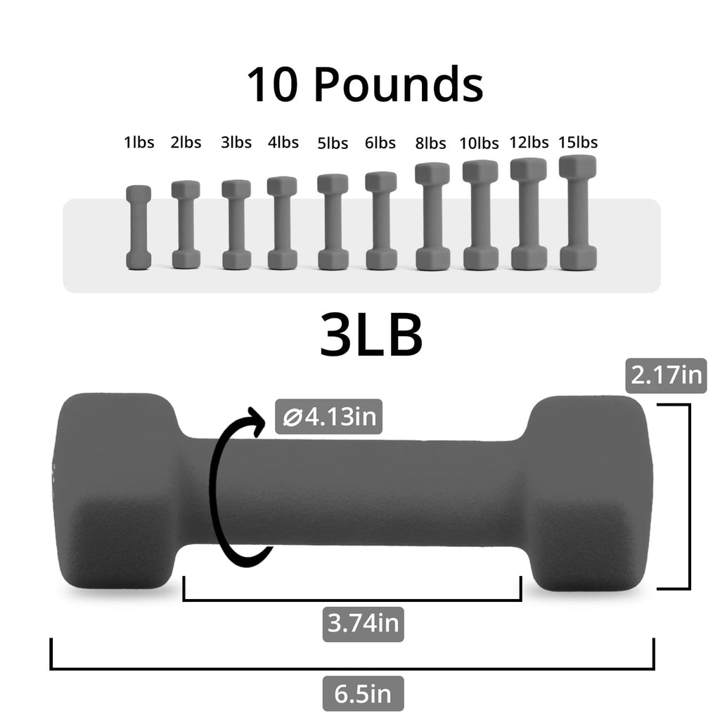 Neoprene Dumbbells Set, 1-15 LB, Anti-Slip, Hex Shape Y98929