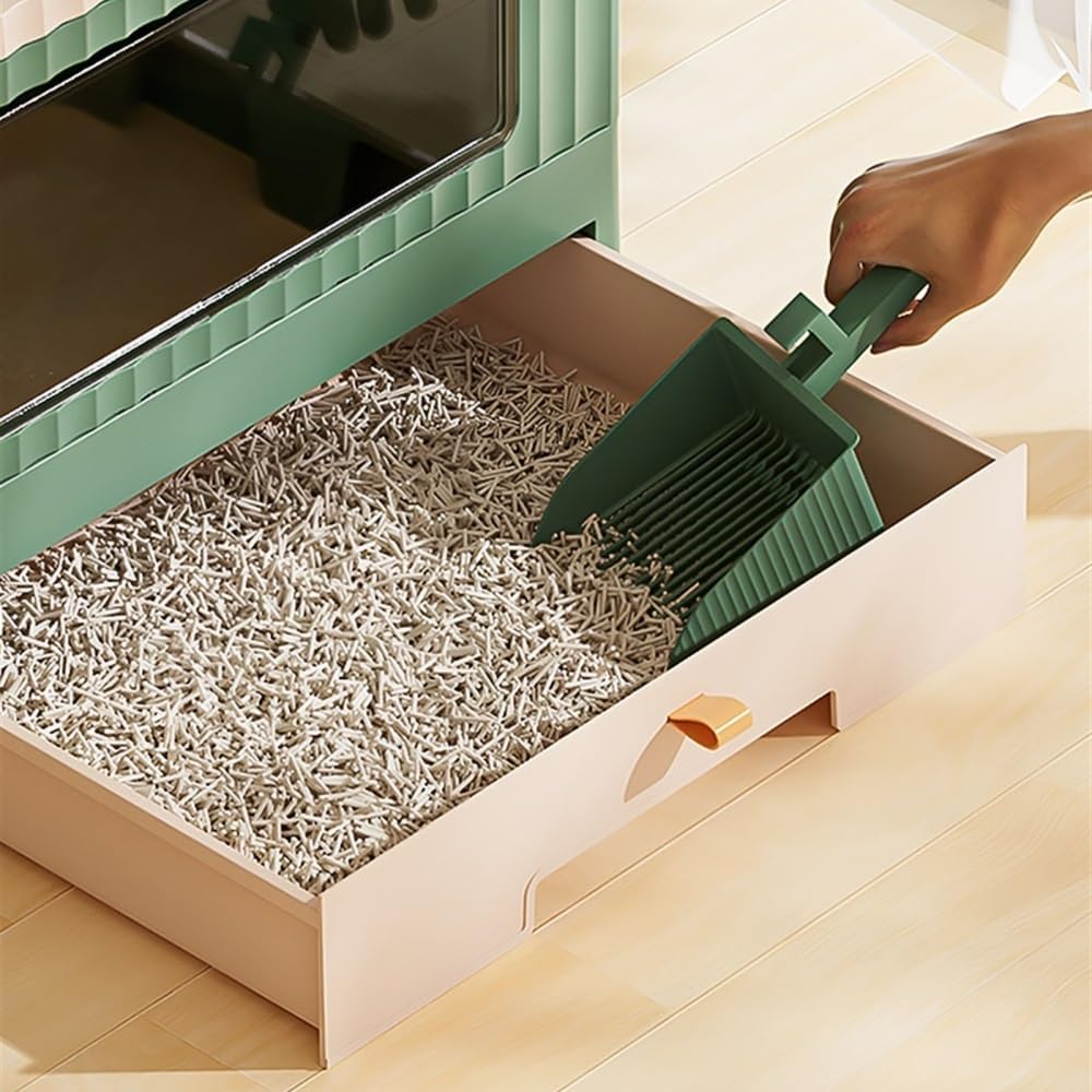 Foldable Enclosed Cat Litter Box with Lid & Scoop F3764