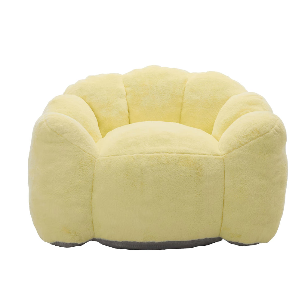Large Yellow Faux Fur Bean Bag Chair B109853