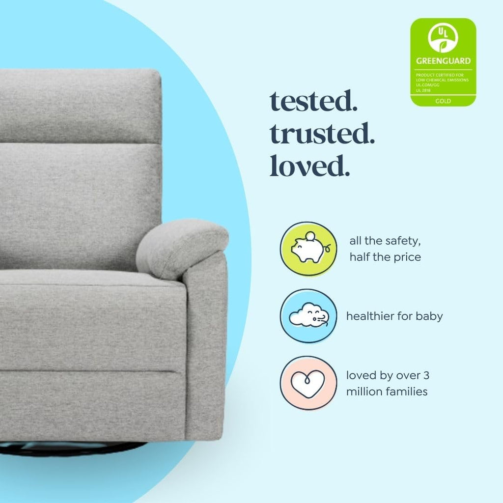 Frost Grey Recliner Glider with 360 Swivel W8821