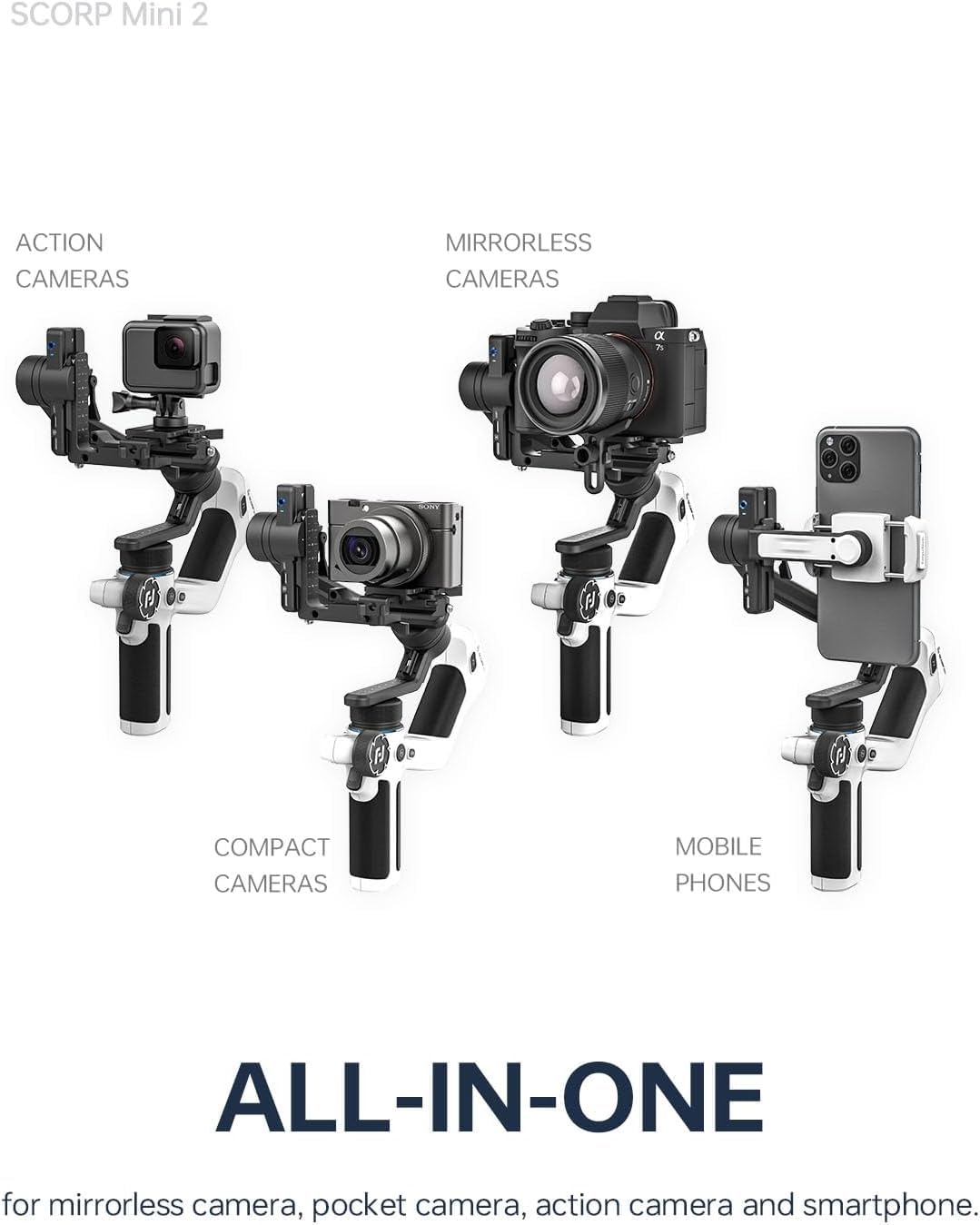 White 3-Axis Camera Stabilizer Gimbal R188