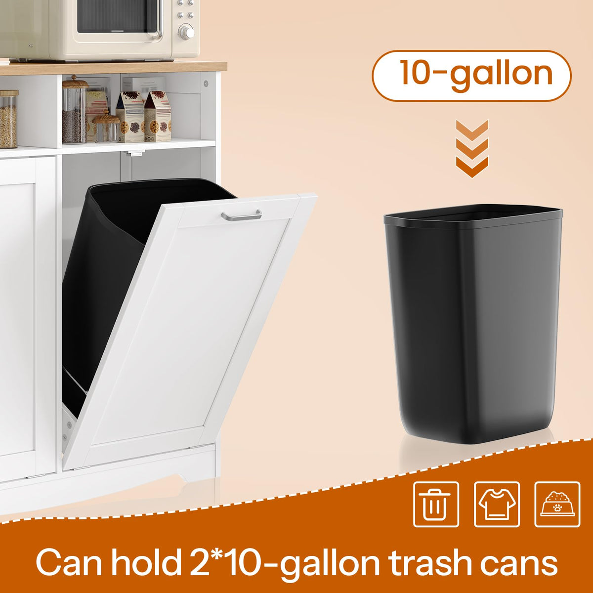White Double Tilt Out Trash Can Cabinet T897