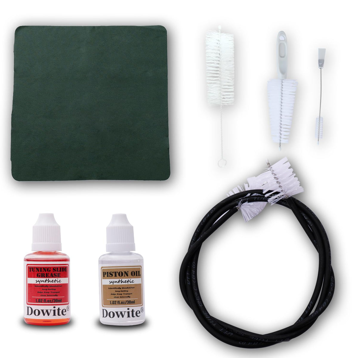Trumpet Cleaning Kit 6-Piece Valve Oil Slide Grease Mouthpiece Brushes Cloth S8486