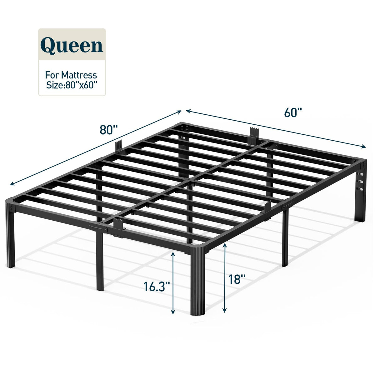 Queen 18 Inch Heavy Duty Metal Platform Bed Frame K763