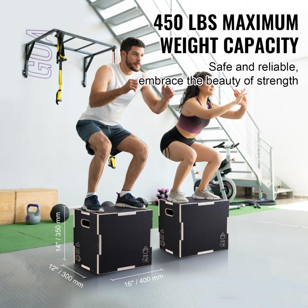 Wooden Plyometric Jump Box 16/14/12-Inch Anti-Slip J23942
