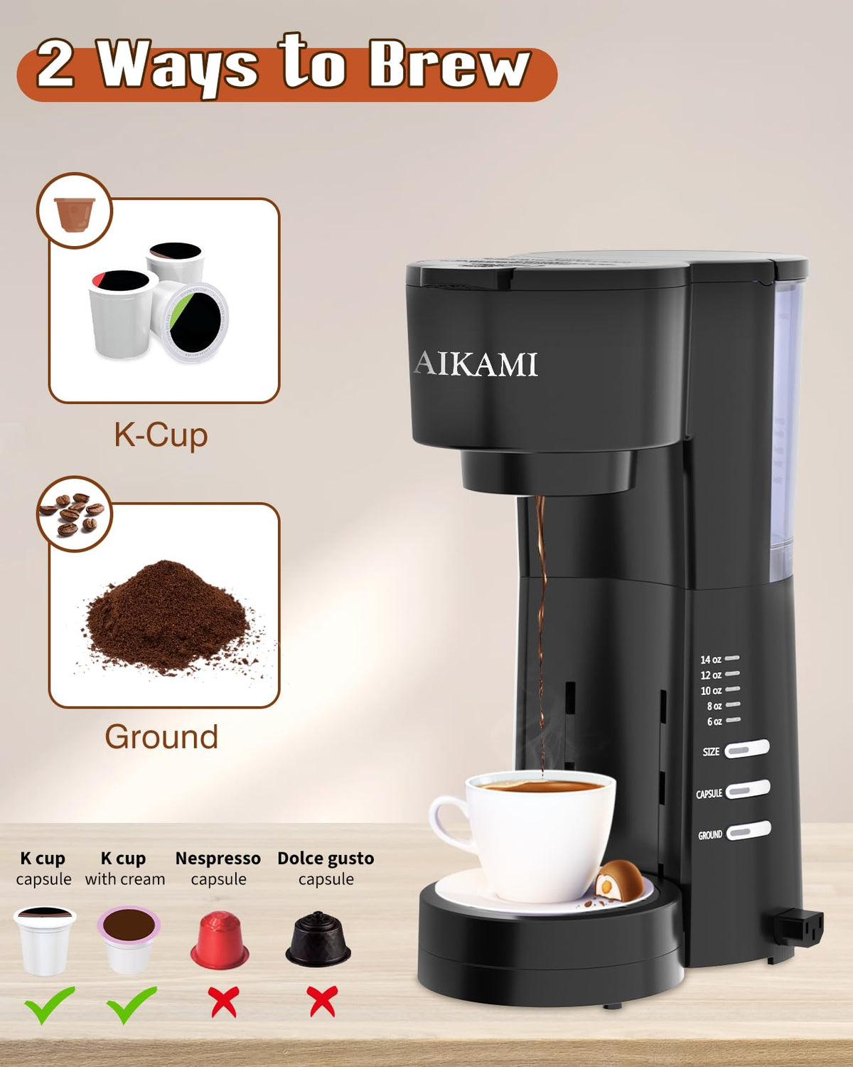 4 IN 1 Single Serve Coffee Maker with Milk Frother and Coffee Grinder U48948