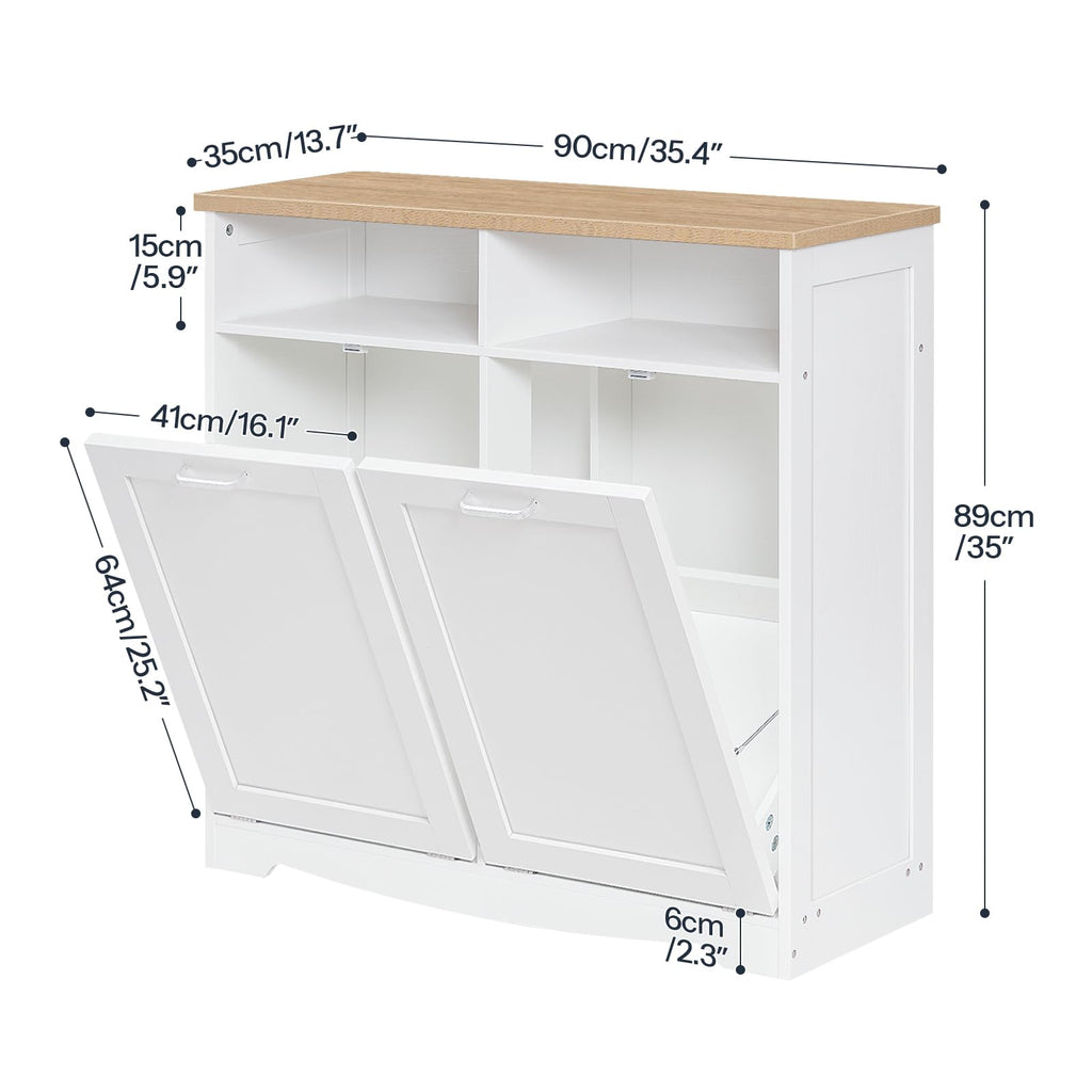 White Double Tilt Out Trash Can Cabinet T897
