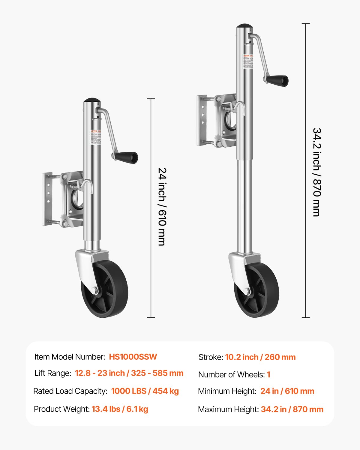 1000 lbs Trailer Jack with Wheel X937