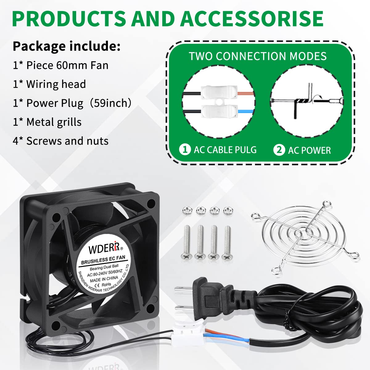 60mm x 25mm Mini Muffin Fan Cooling Axial AC U5094