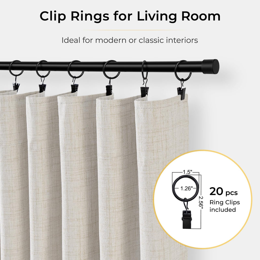 Linen Textured 100% Blackout Sliding Door Curtains 102x84 Beige V846