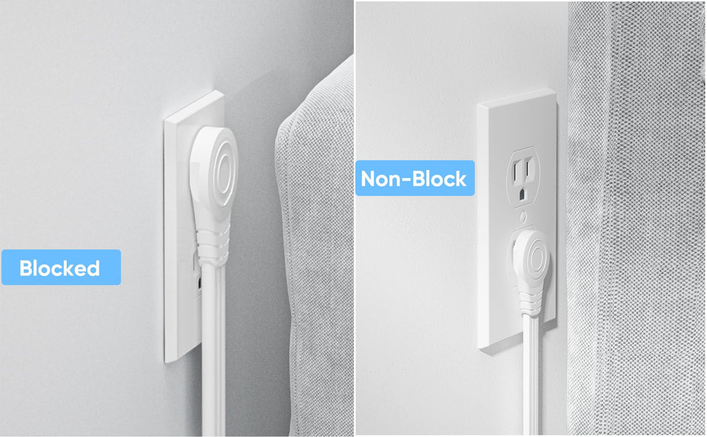 Flat Plug Power Strip with 5 FT Extension Cord, 6 Outlets 3 USB Ports, White G196904