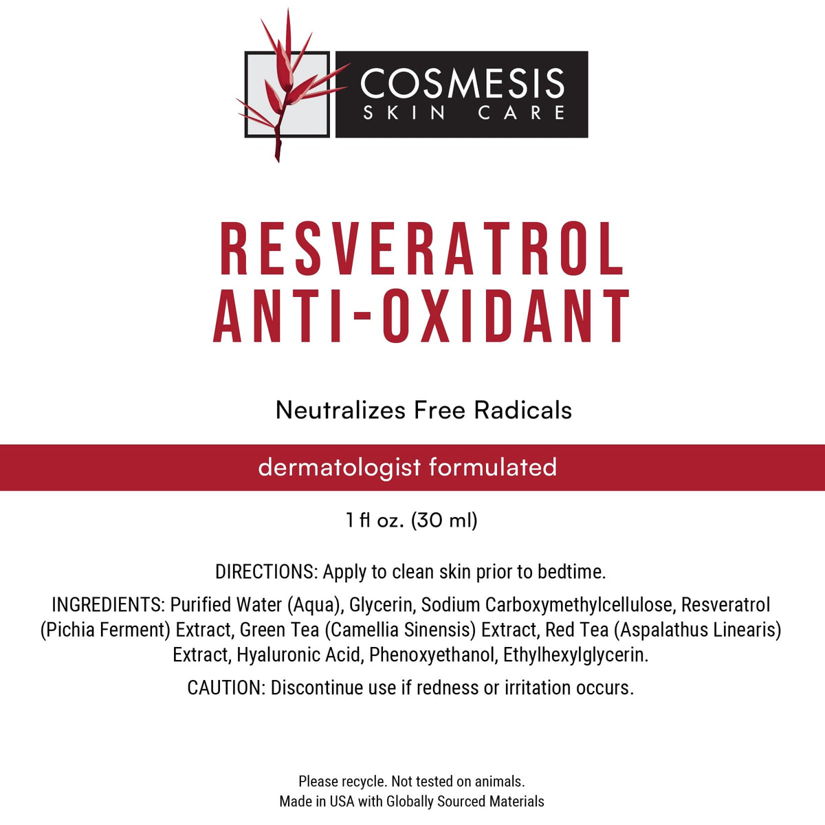 Resveratrol Antioxidant Serum with Tea Polyphenols, 1 fl oz W499264