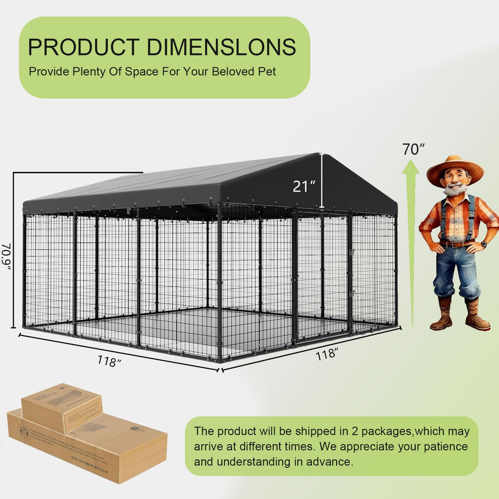 10 x 10 x 6 FT Outdoor Dog Kennel H2442