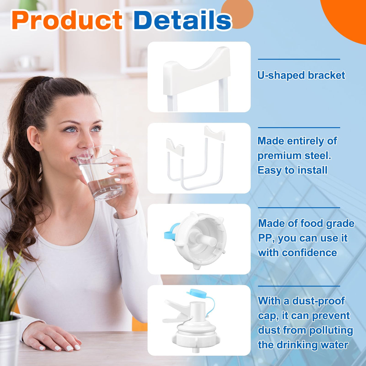 4 Sets Metal Water Jug Stand and Plastic Spigot Faucet S7127