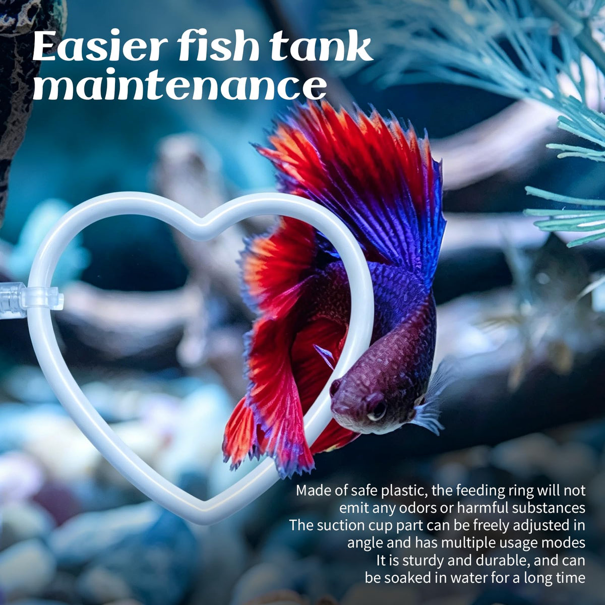 4Pcs Betta Fish Tank Accessories, Hammock, 2 Toys, 1 Feeding Ring O9259