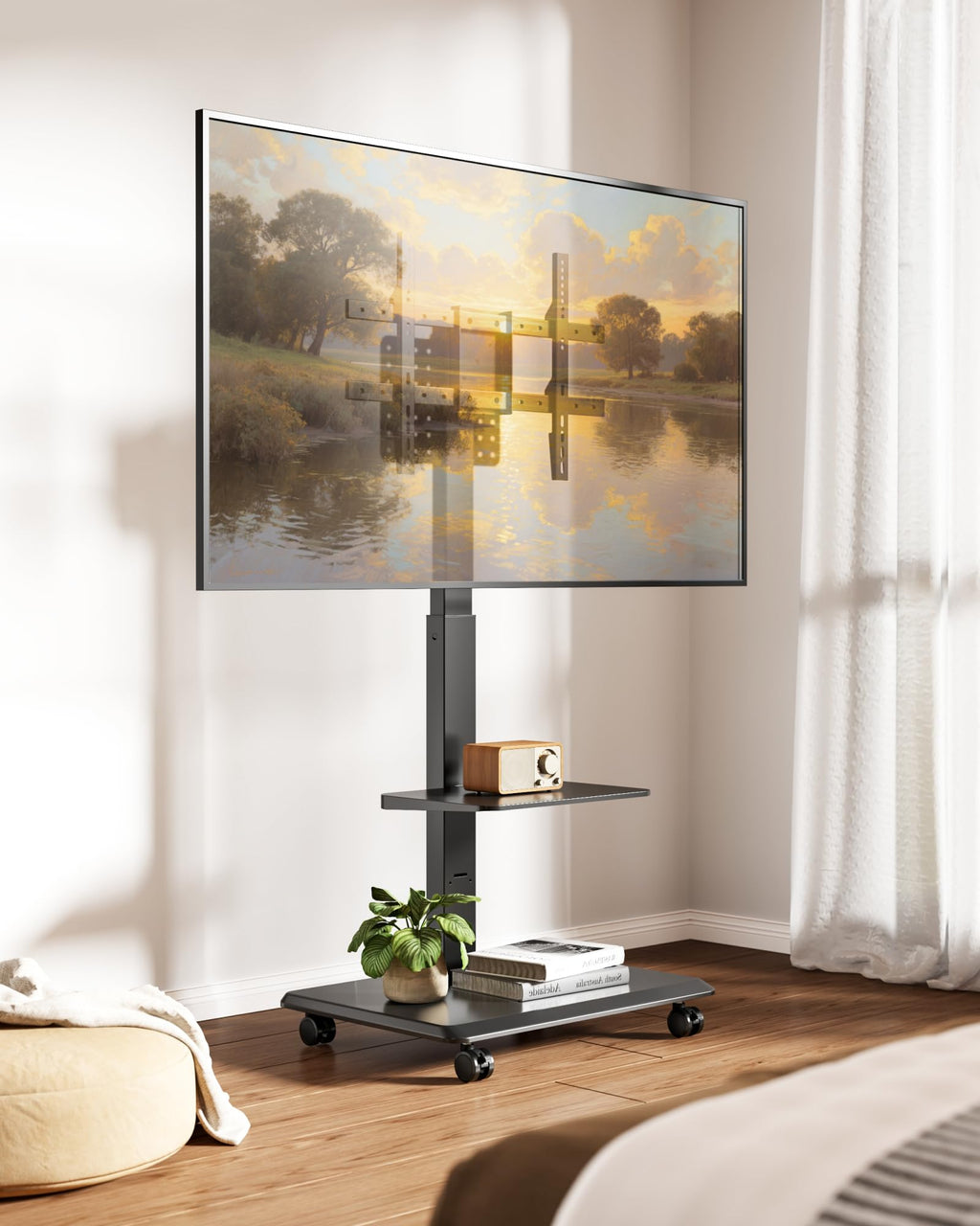Black Rolling TV Stand for 37-86 Inch TVs Z756156