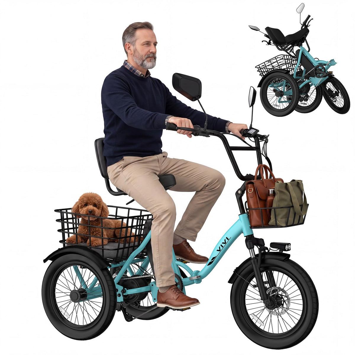 Folding Electric Tricycle 1000W 48V 18" Tire D17126