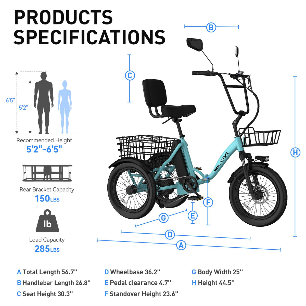 Folding Electric Tricycle 1000W 48V 18" Tire D17126