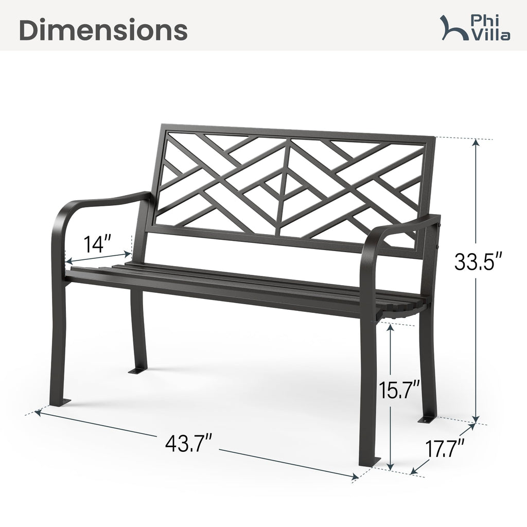 Black 43 Inches Outdoor Garden Bench P9272