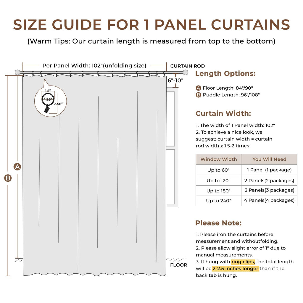 Linen Textured 100% Blackout Sliding Door Curtains 102x84 Beige V846