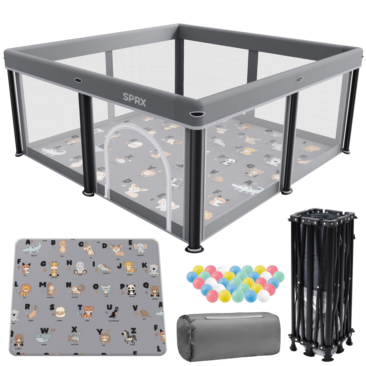 Foldable Baby Playpen with Mat and Travel Pack T408