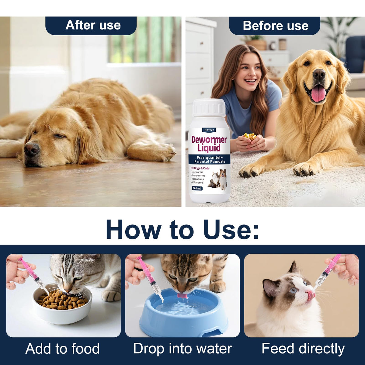 Dewormer Liquid for Dogs & Cats, 100ml L523