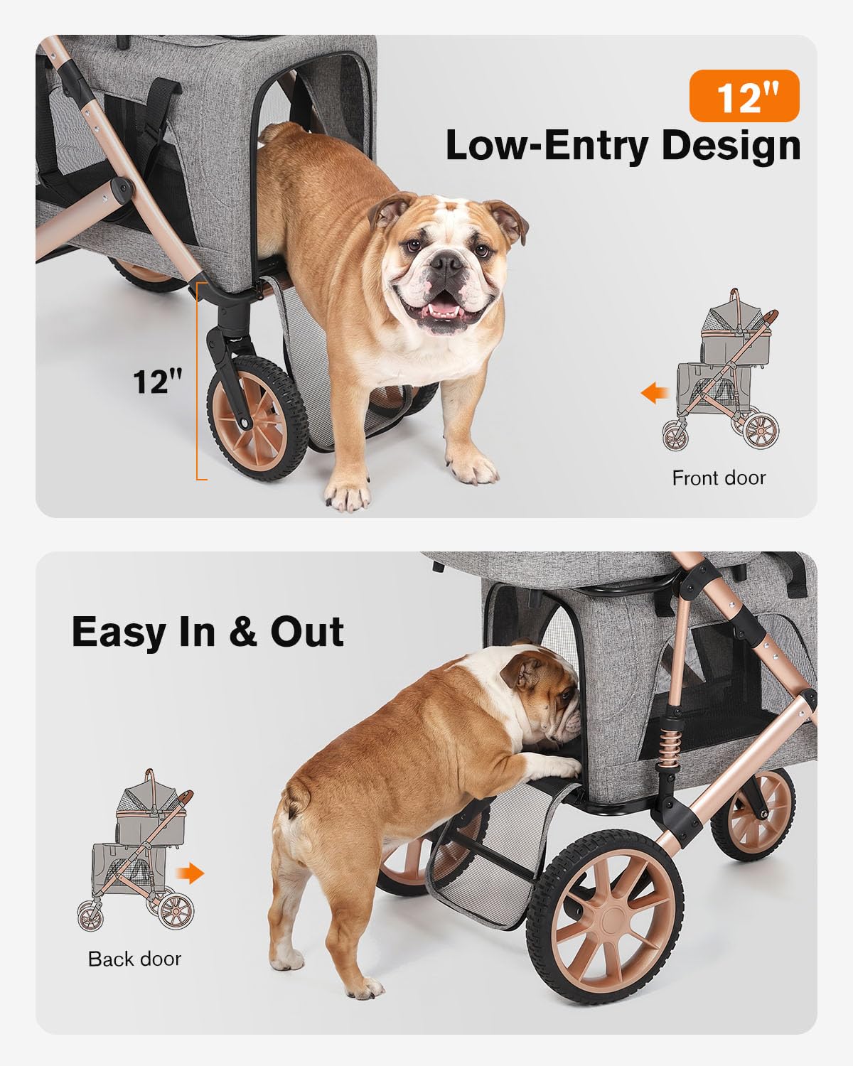 Double Pet Stroller with 2 Detachable Carriers E303402