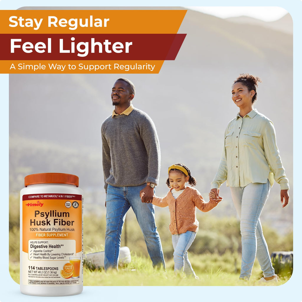 Psyllium Husk Powder Fiber Supplement Orange Flavor 48.2 oz T739