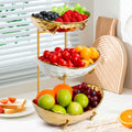 3 Tier Ceramic Fruit Basket with Metal Stand Y222129