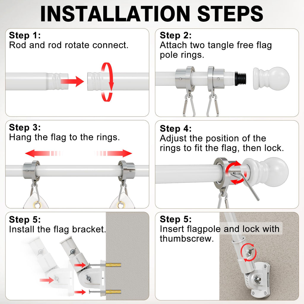 6 Ft Stainless Steel Adjustable Flag Pole Kit C3468