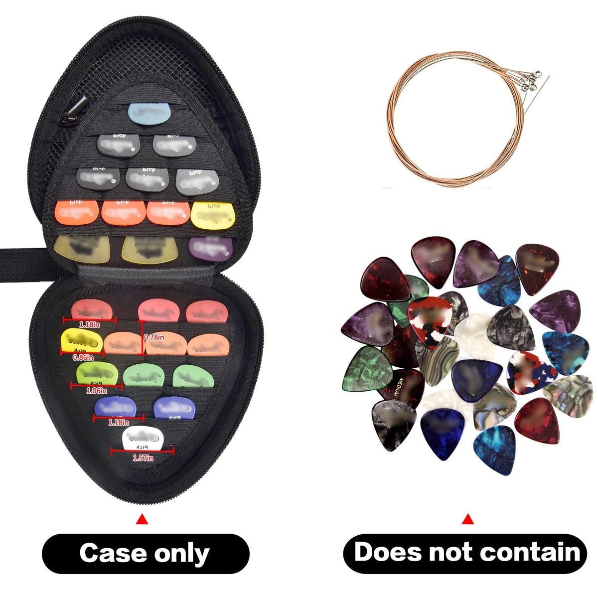 Black Guitar Pick Case with Mesh Pocket H529