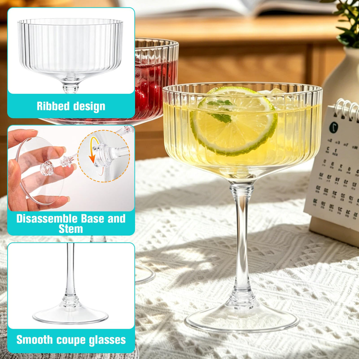 12 Pcs 10oz Plastic Martini Glasses W115